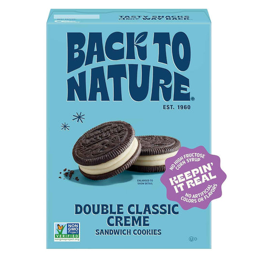 Back to Nature Double Creme Sandwich Cookies – Simple Pantry Snack with Clean Ingredients, Plant-Based Cookies, 8.25 oz