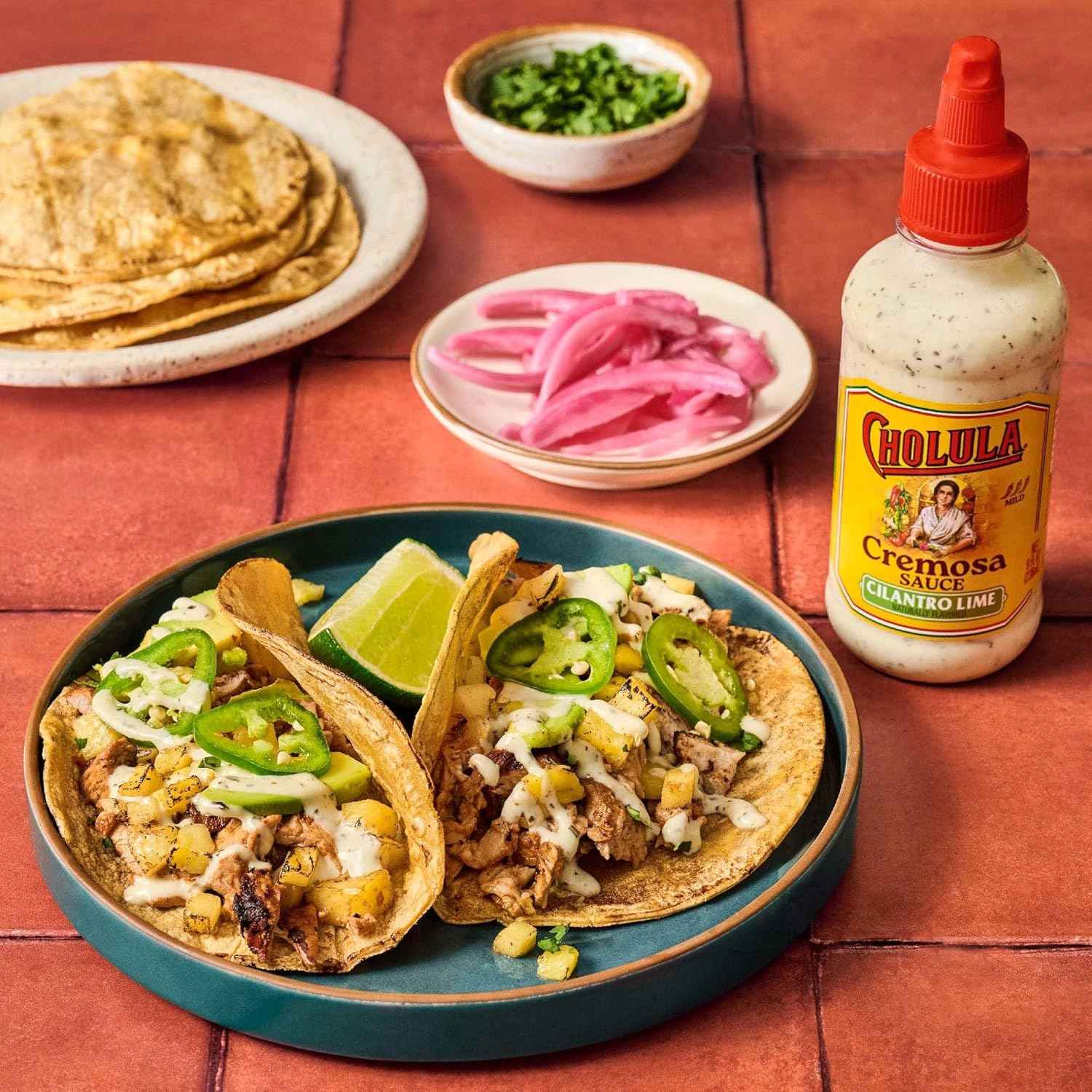 Cholula Cremosa Cilantro Lime – Kid-Friendly Mild Taco Sauce for Lunchboxes, Nachos & Breakfast Burritos, Flip-Cap 8 oz