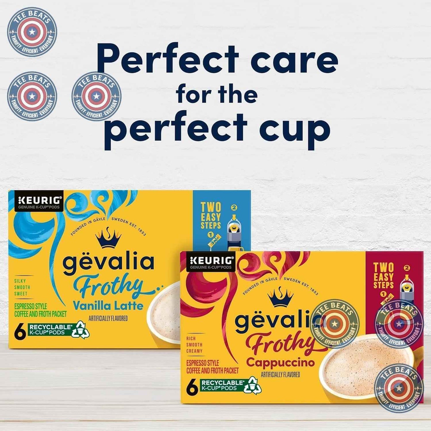 Gevalia 6-Count Cappuccino K-Cup & Froth Packet Set – Quick Desk-Friendly Coffee for Busy Workdays