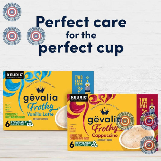 Gevalia 6-Count Cappuccino K-Cup & Froth Packet Set – Quick Desk-Friendly Coffee for Busy Workdays