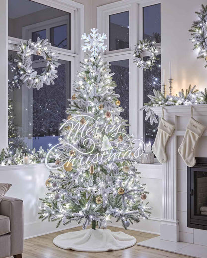 Brightown Snowflake Tree Topper with Lights – UL-Certified Flameless Holiday Decor, Cool White Bulbs with Backup Fuse for Indoor Safety