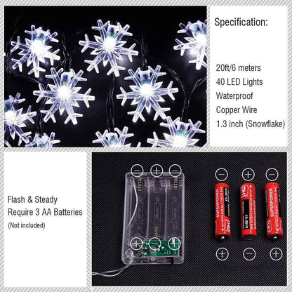 WesGen Snowflake String Lights 20ft – Thoughtful Christmas Gift for Her, Cozy Bedroom & Holiday Decor with Remote