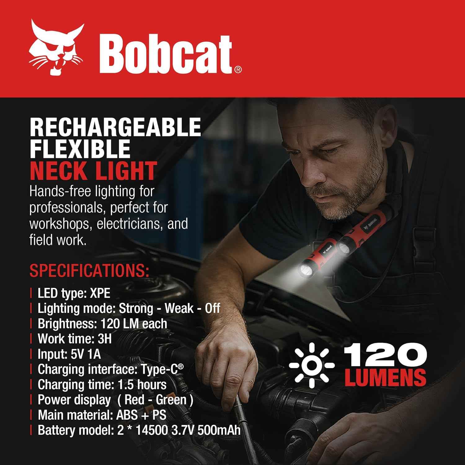 Bobcat Neck Reading Light – Minimalist Bedside Accessory for Clutter-Free Nightstands