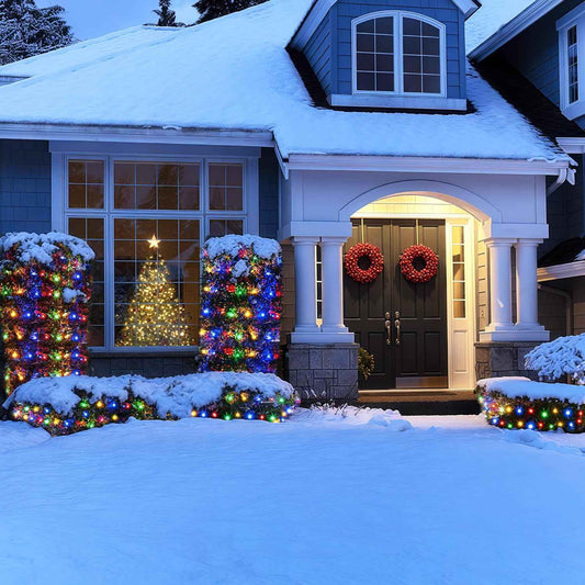 BlcTec Outdoor Holiday Net Mesh 360 LED – Connectable Waterproof Bush Lights for Lawns, Pergolas and Open-Air Gatherings
