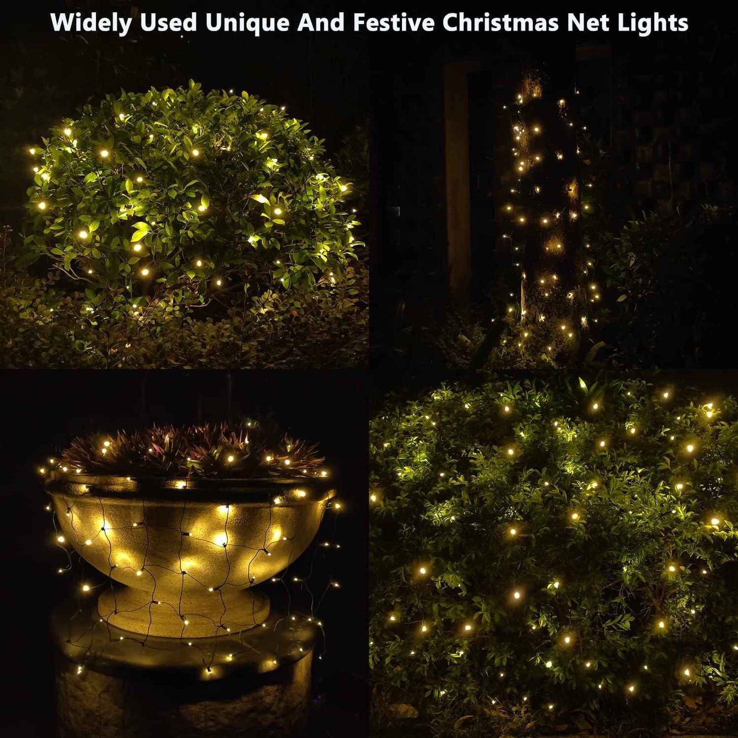 FestoonNET Pro – UL Certified Flameless LED Net Lights, Family-Safe Holiday Lighting for Bushes and Shrubs