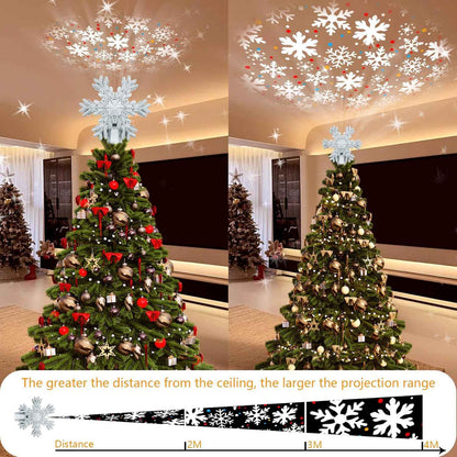 Aurora Glow Rotating LED Tree Top – Living Room & Foyer Christmas Decoration with Sparkle Finish