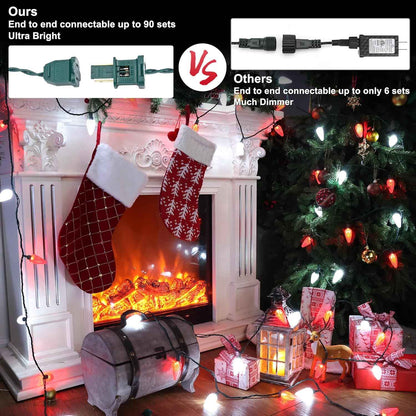Brizled Cool-to-Touch C9 LED Christmas Lights – Safe Holiday Tree Lighting for Kids' Bedrooms and Playrooms