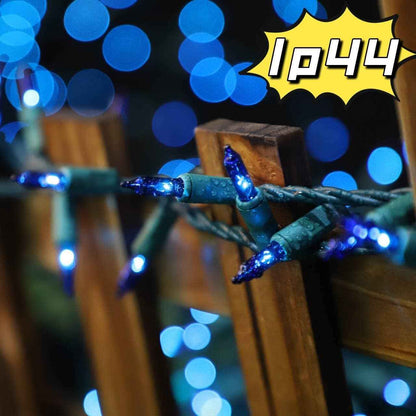 LAMPHOME Incandescent Blue String Lights 100 Count – Cozy Bedroom Aesthetic Decor and Living Room Holiday Glow