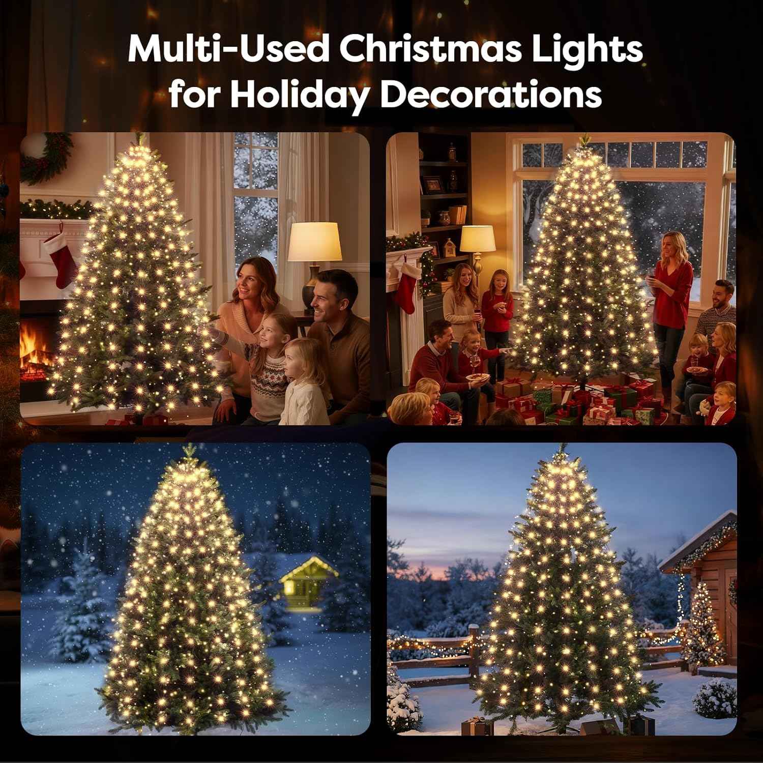 Lumary Christmas Tree Lights Single Warm White Tone – Clean Uncluttered Holiday Look for Neutral Interiors