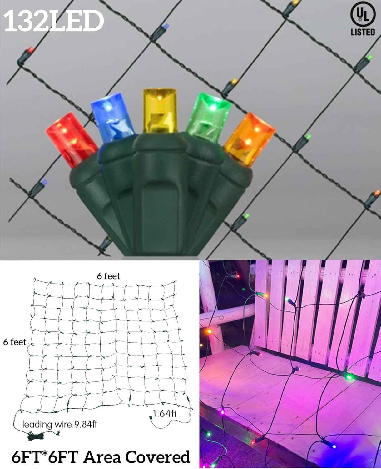 LumEver LED Christmas Net Lights 6x6ft Cozy Living Room Greenery and Mantel Decor