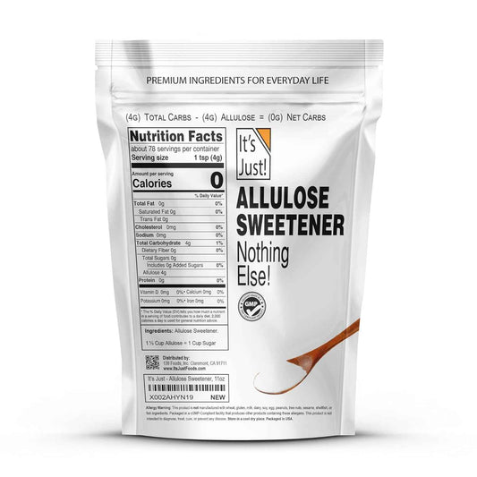 It's Just - Pure Allulose for Family Meal Prep, Safe Sugar Swap for Kids' Low-Sugar Baking