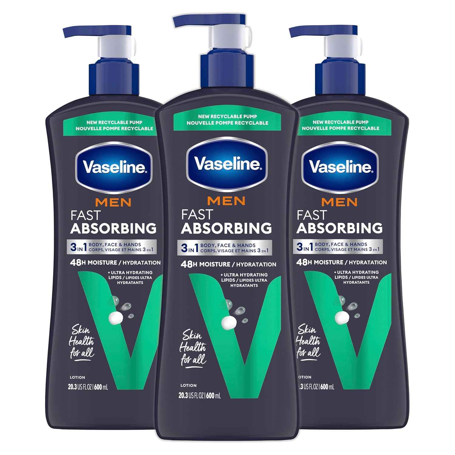 Vaseline Men's Body Lotion – Mindful Nightly Moisturizing Routine for Sensitive, Rough Skin, Cooling Menthol for a Calming Wind-Down