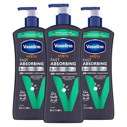 Vaseline Men's Body Lotion – Mindful Nightly Moisturizing Routine for Sensitive, Rough Skin, Cooling Menthol for a Calming Wind-Down