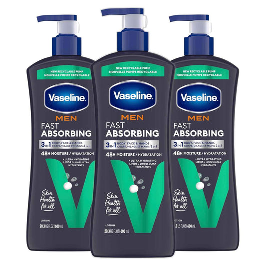 Vaseline Men's Body Lotion – Mindful Nightly Moisturizing Routine for Sensitive, Rough Skin, Cooling Menthol for a Calming Wind-Down