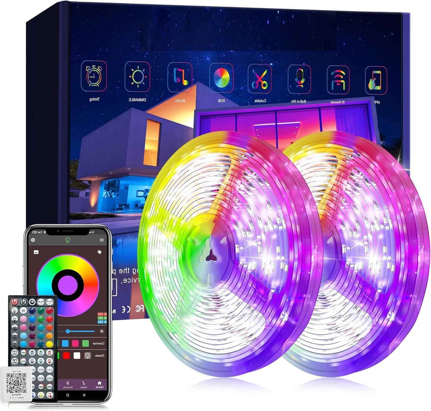 Brightown LED Strip Lights 200ft – Stunning Birthday Gift for Women and Mom, Music Sync RGB Mood Lighting