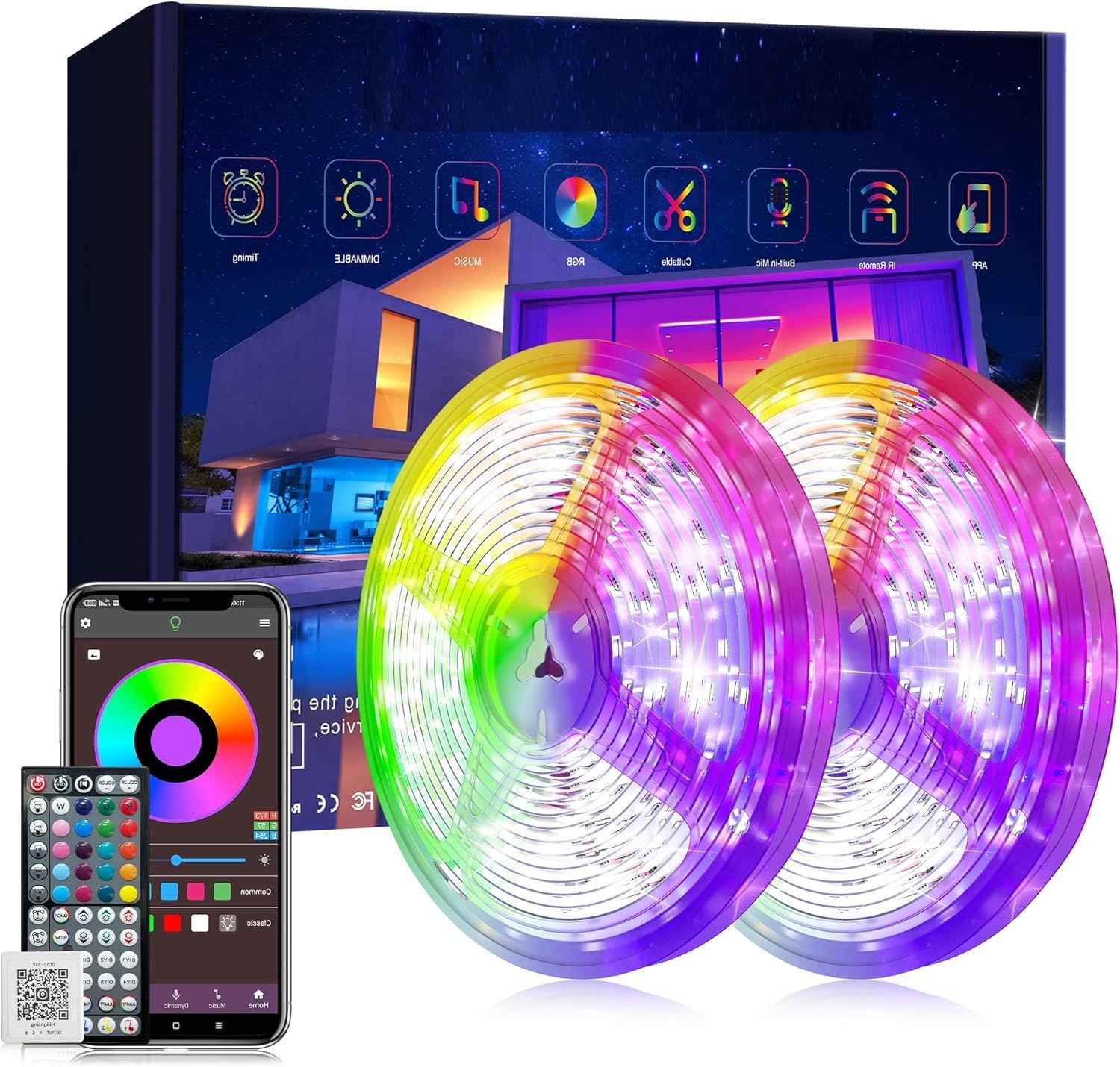 Brightown LED Strip Lights 200ft – Stunning Birthday Gift for Women and Mom, Music Sync RGB Mood Lighting