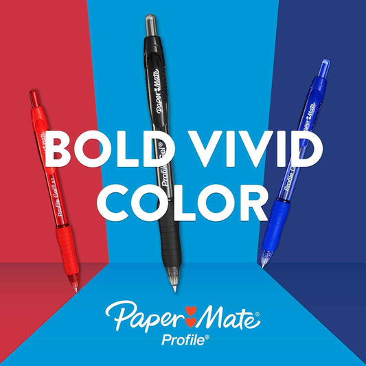 Paper Mate Profile Gel Pen 0.7mm Black 12 Pack – Safe, Cap-Free Retractable Design for Kids' Homework and Family Study Time