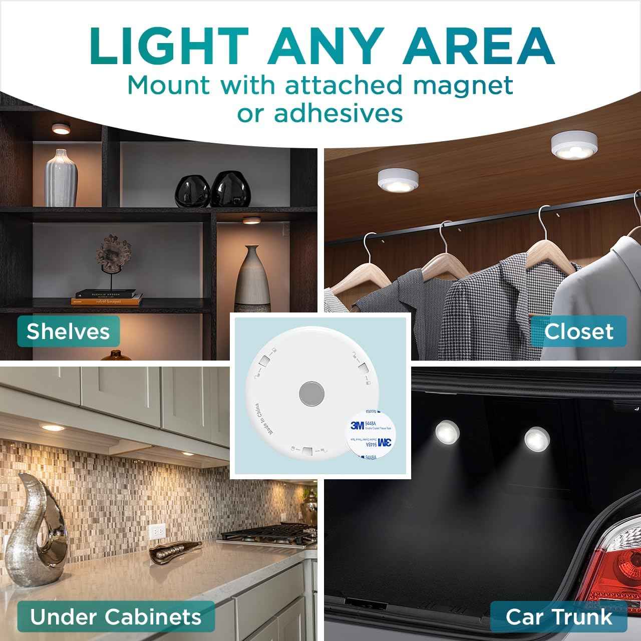 Brilliant Evolution Ultra Thin Touch Puck Lights – Focused Task Lighting for Home Office Desk and Bookshelf, Pack of 2