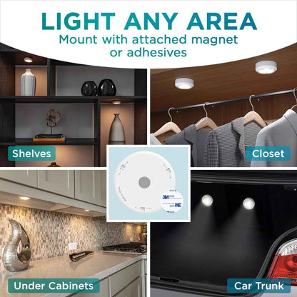 Brilliant Evolution Ultra Thin Touch Puck Lights – Focused Task Lighting for Home Office Desk and Bookshelf, Pack of 2