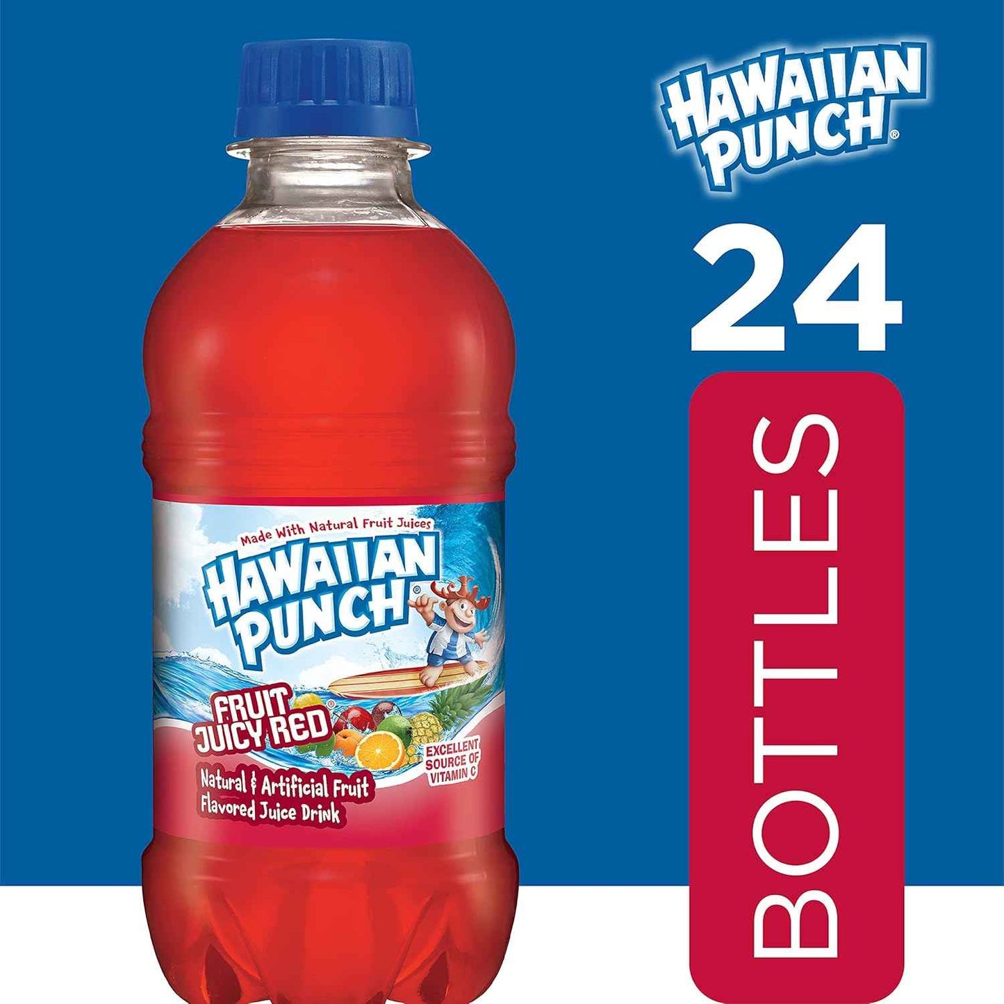 Hawaiian Punch 10oz Bottles 24 Pack – Low Calorie Vitamin C Drink for Mindful Afternoon Snacking and Hydration Routines