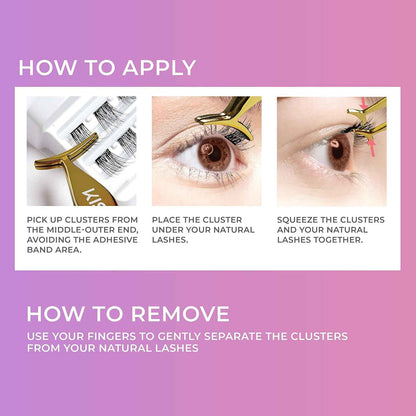 KISS imPRESS Falsies Self-Adhesive Lash Clusters – Sensitive-Eye Safe Press-On Eyelashes, No Glue Irritation