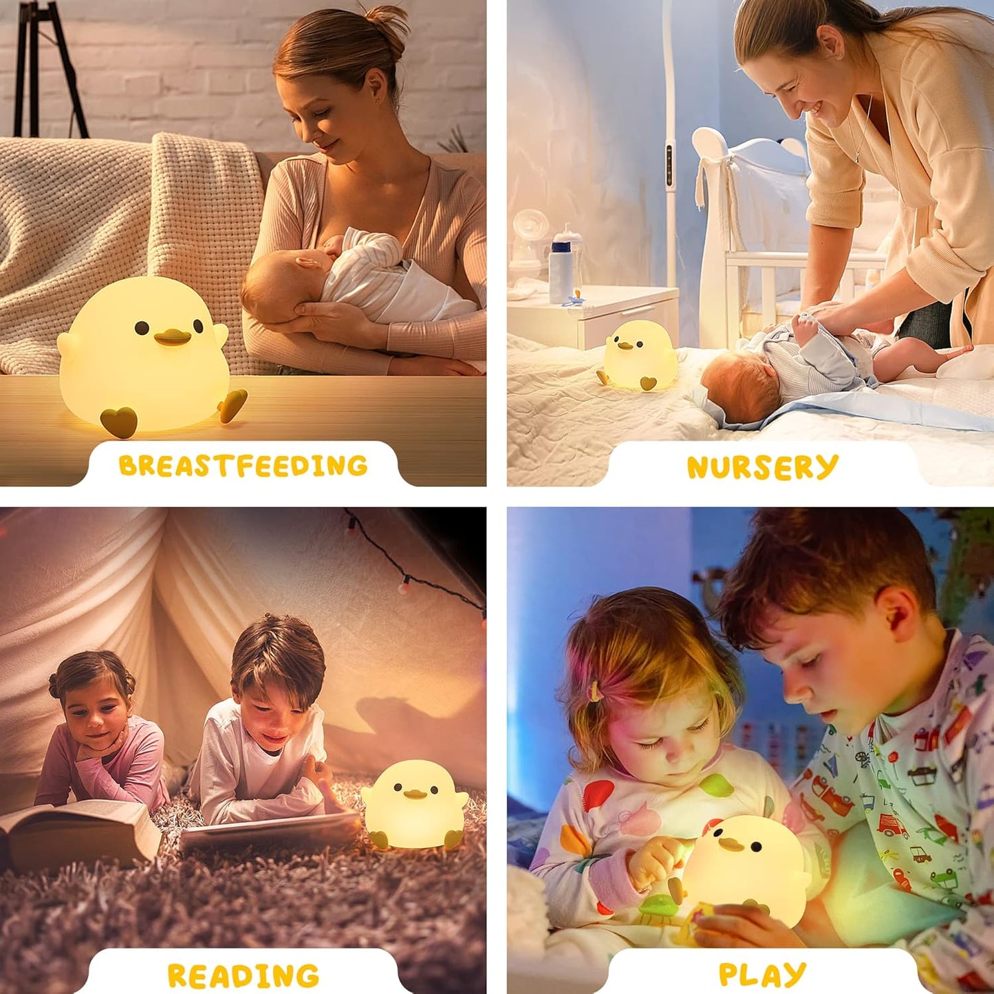 UNEEDE Cute Bean Animal Night Light – Cozy Bedroom Decor Accent with Warm Ambient Glow, Silicone Tabletop Lamp