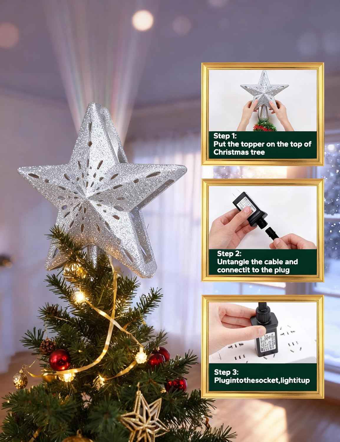 DG-Direct 3D Sparkling Star Tree Topper in Premium Box – Thoughtful Hostess, Housewarming & Office Gift Exchange Pick