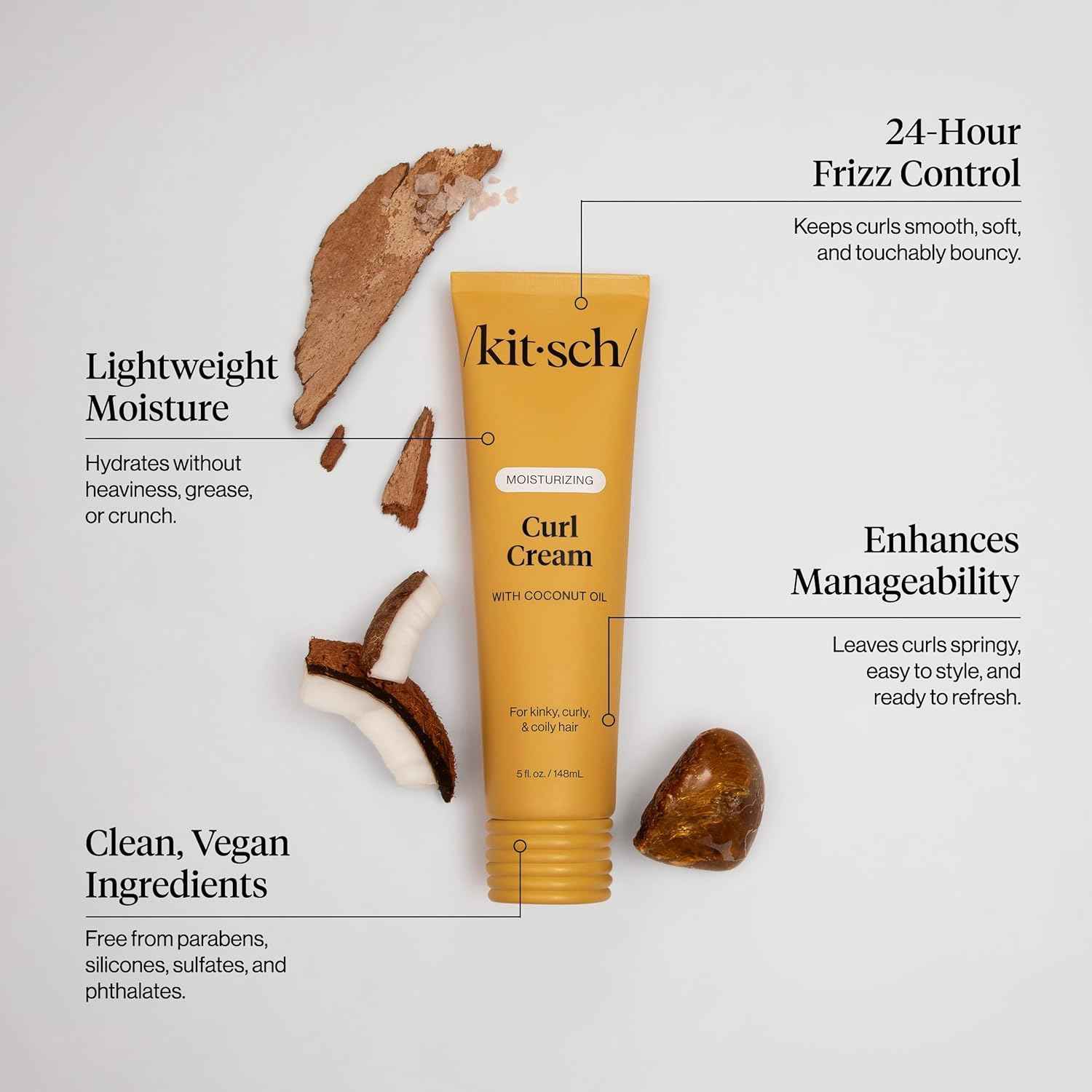 Kitsch Curl Defining Cream – Birthday Gift for Women with Curly Hair, Frizz Control & Shine Styling