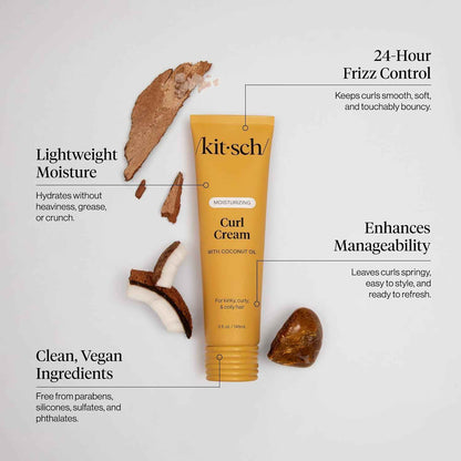 Kitsch Curl Defining Cream – Birthday Gift for Women with Curly Hair, Frizz Control & Shine Styling