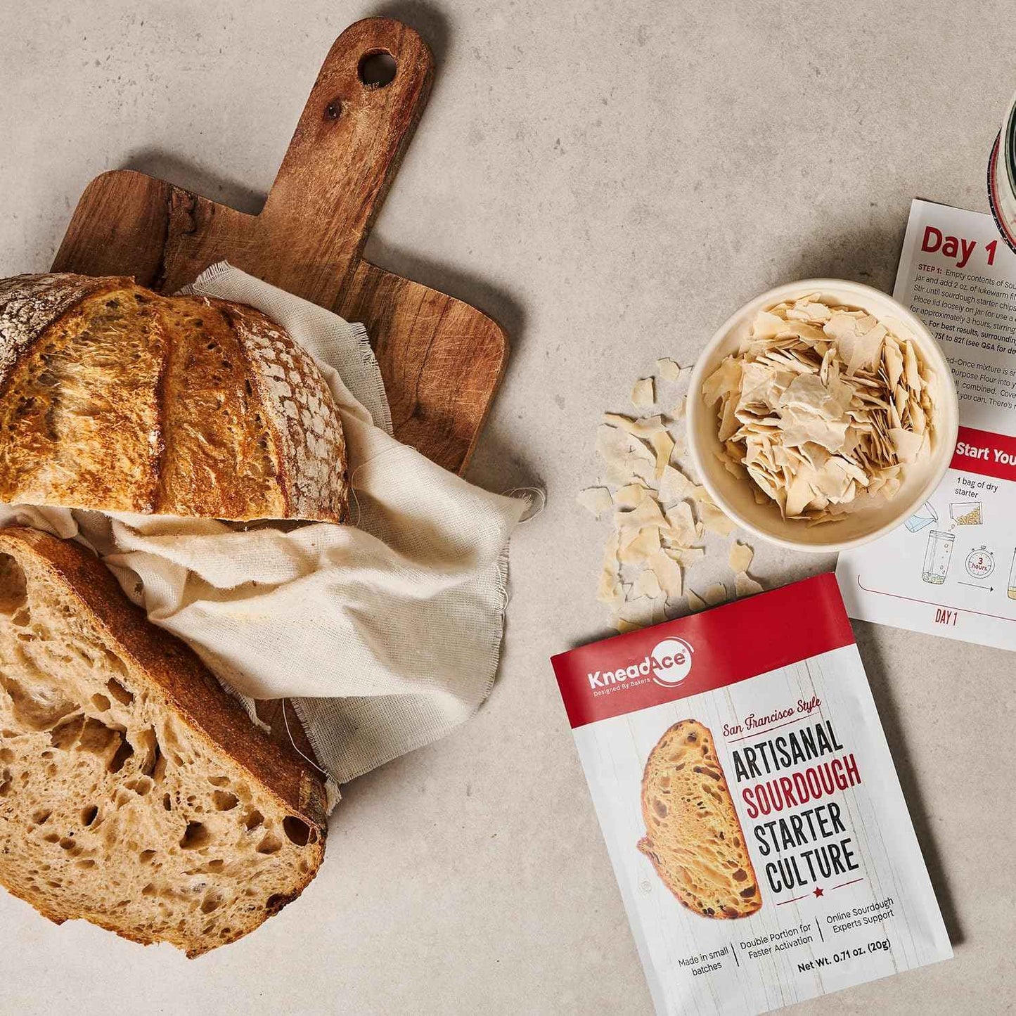 KneadAce Sourdough Starter Culture – Thoughtful Birthday Gift for Women Who Love Baking, Fast-Activating Wild Yeast for Homemade Bread