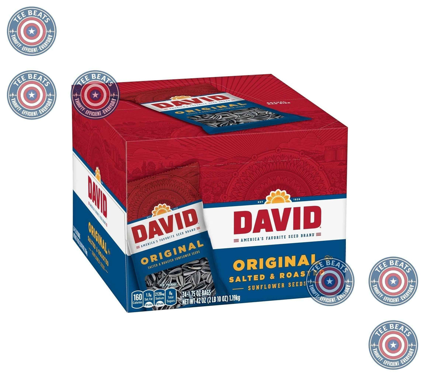 DAVID Roasted Sunflower Seeds – Mindful Snacking with Vitamin E and Antioxidants, Original Flavor, 24 Pack of 1.75oz