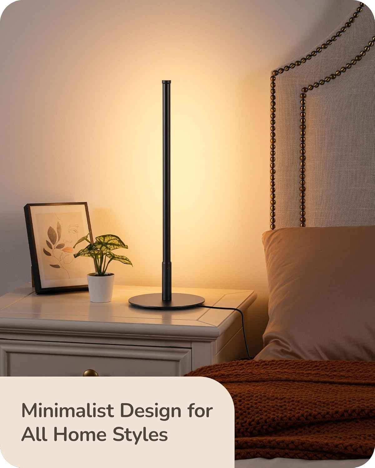 EDISHINE Slim Bedside Lamp – Cozy Living Room Accent with Soft Ambient Glow
