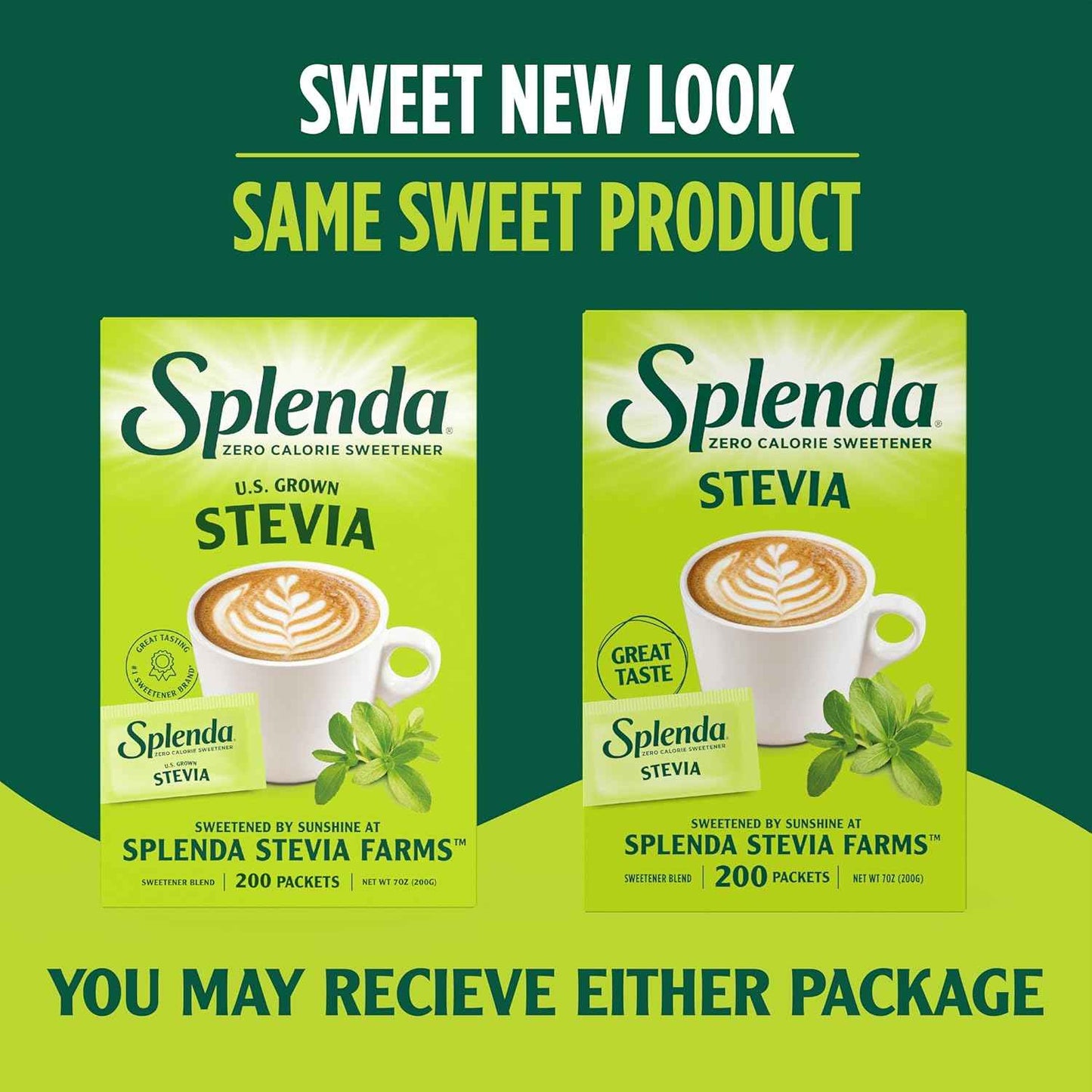 Splenda Stevia Zero Calorie Sweetener Packets – Office Desk Essential for Focused Workdays, Single-Serve Sugar Substitute