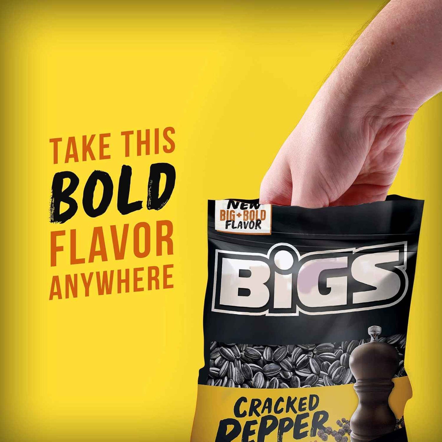 BIGS Sunflower Seeds, Cracked Pepper – 5.35 oz Family Resealable Bag for Game-Night Snacking