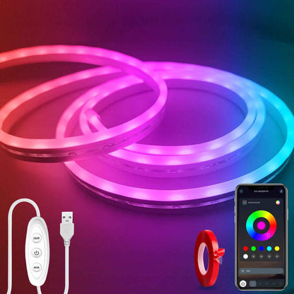Lumichrome Neon LED Strip Light – Bedroom Aesthetic Decor, Music Sync Ambient Lighting for Living Room