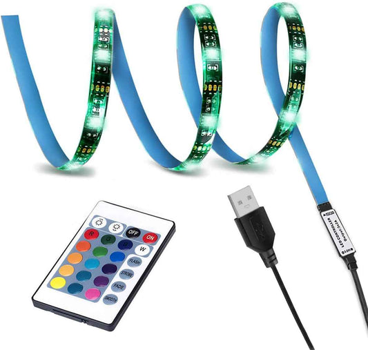 SMY USB LED Strip Light – Home Office Desk Bias Lighting for Computer Workstations, Cuttable RGB Backlight for 32-46 inch Monitors