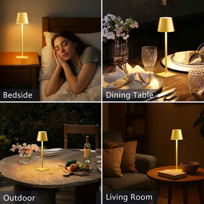 LEDLUX Rechargeable Table Lamp – Thoughtful Housewarming and Birthday Gift for Her, 2-Pack Gold and White
