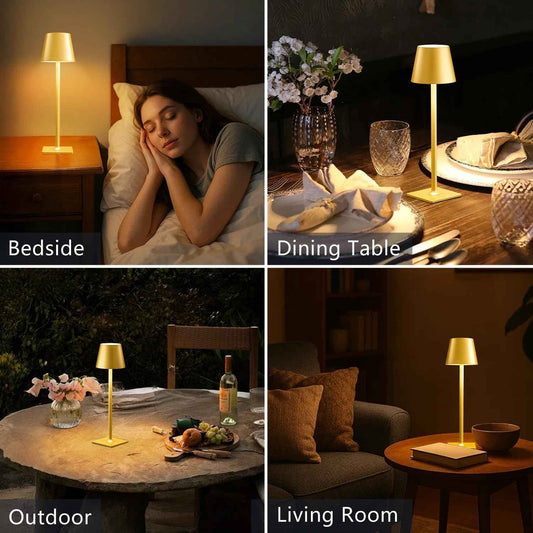 LEDLUX Rechargeable Table Lamp – Thoughtful Housewarming and Birthday Gift for Her, 2-Pack Gold and White