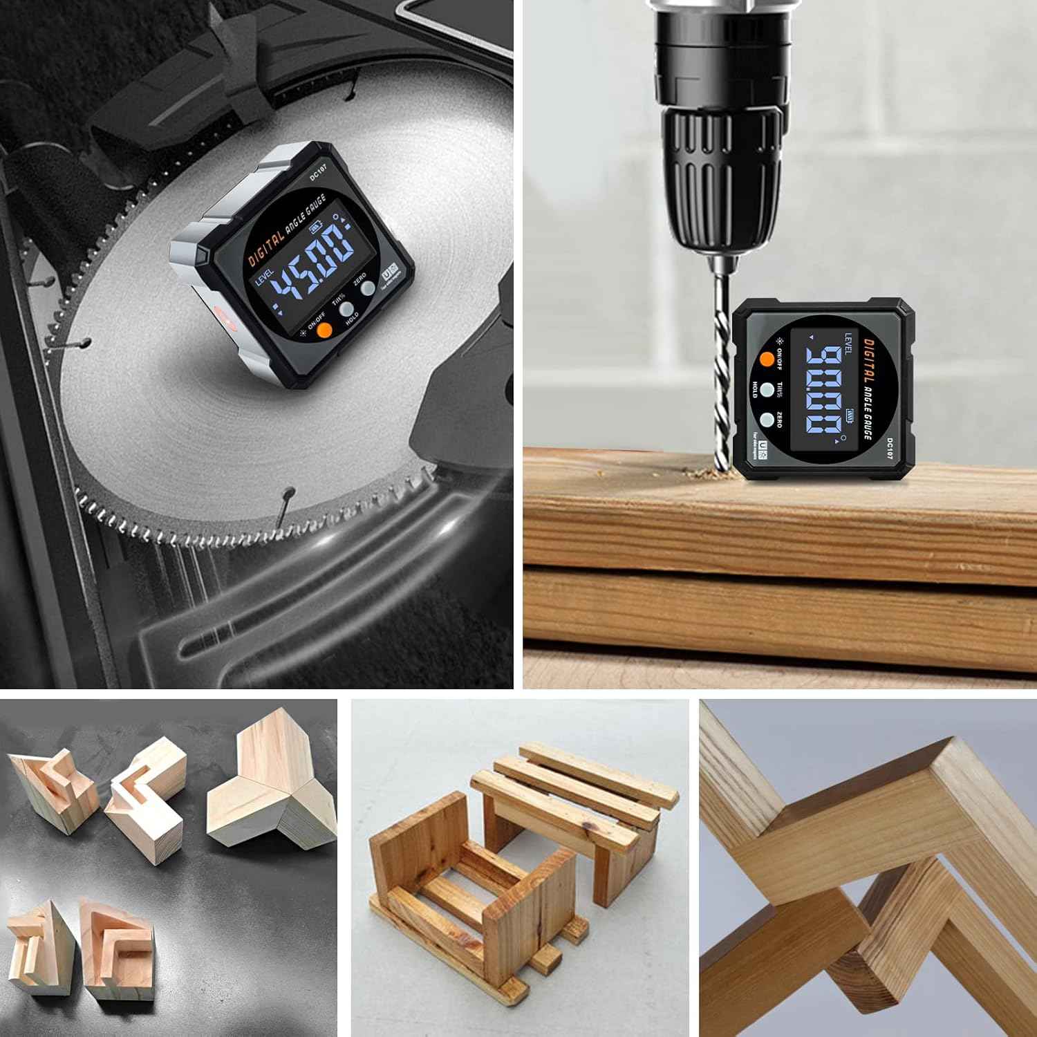 HERRMILL Digital Laser Inclinometer - Workshop Productivity Upgrade for Cabinet Makers, USB-C Rechargeable Angle Gauge with Backlight