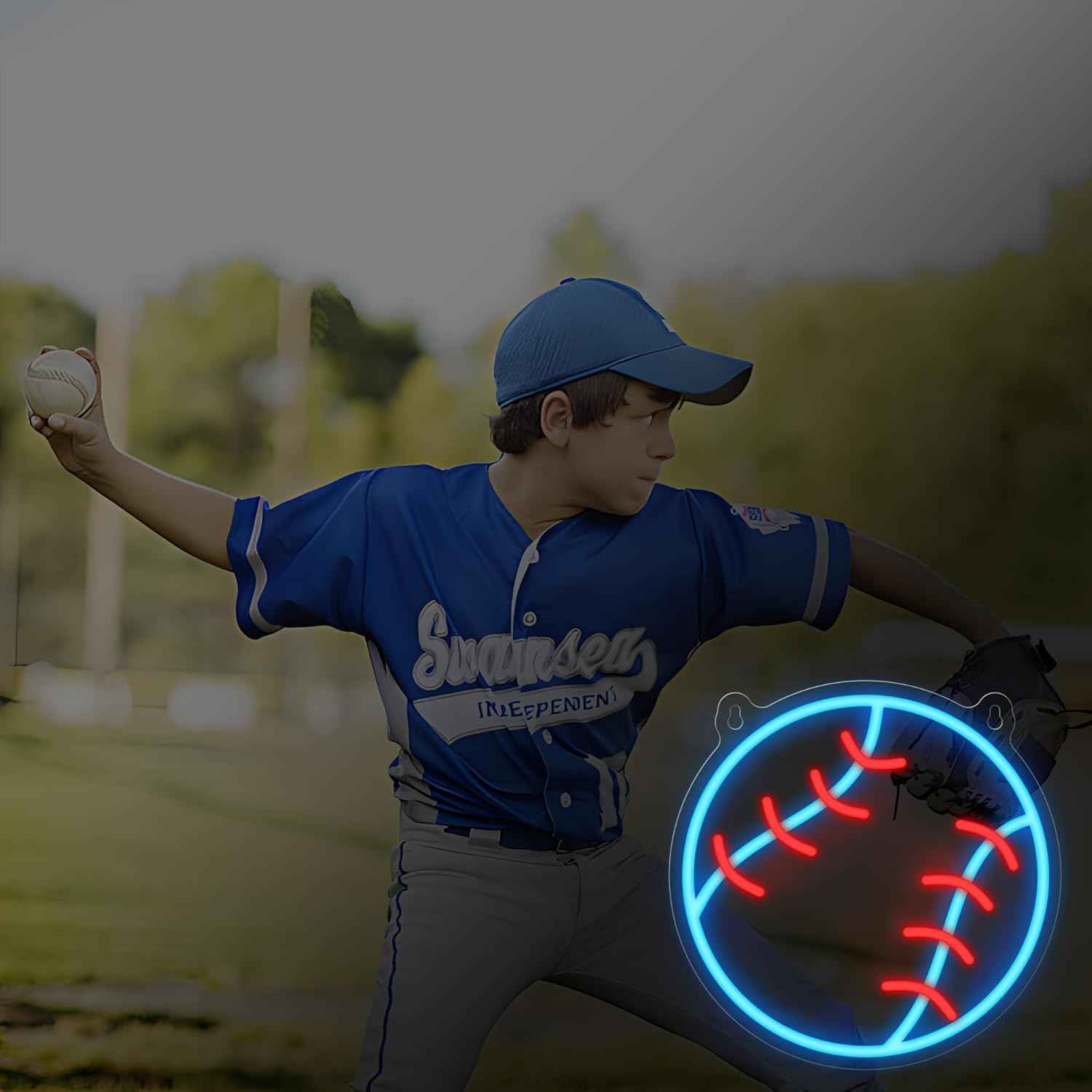 Baseball Neon Sign - Unique Housewarming & Holiday Gift for Baseball Fans, Dimmable LED Wall Sign for Man Cave Dorm Room, USB Powered Sport Decor