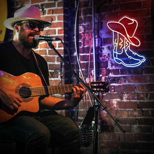 Kavaas Cowboy Boot Neon Sign – Western Birthday Gift for Him and Her, Western-Themed Home Bar and Man Cave Decor Light