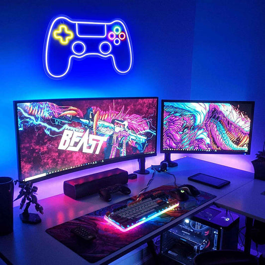 Kavaas Gamer Neon Sign – Awesome Birthday Gift for Teen Boys, LED Game Controller Wall Light for Gaming Room
