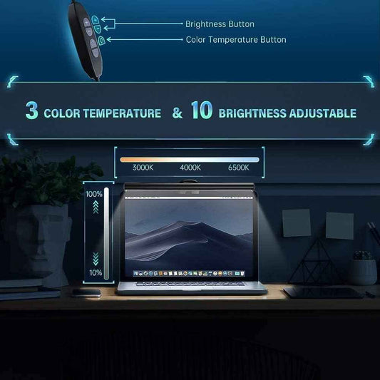CATPOWER Monitor Light Bar – Slim Aluminum Screen Lamp for Clean Workstations, 4.8 oz, Travel Ready
