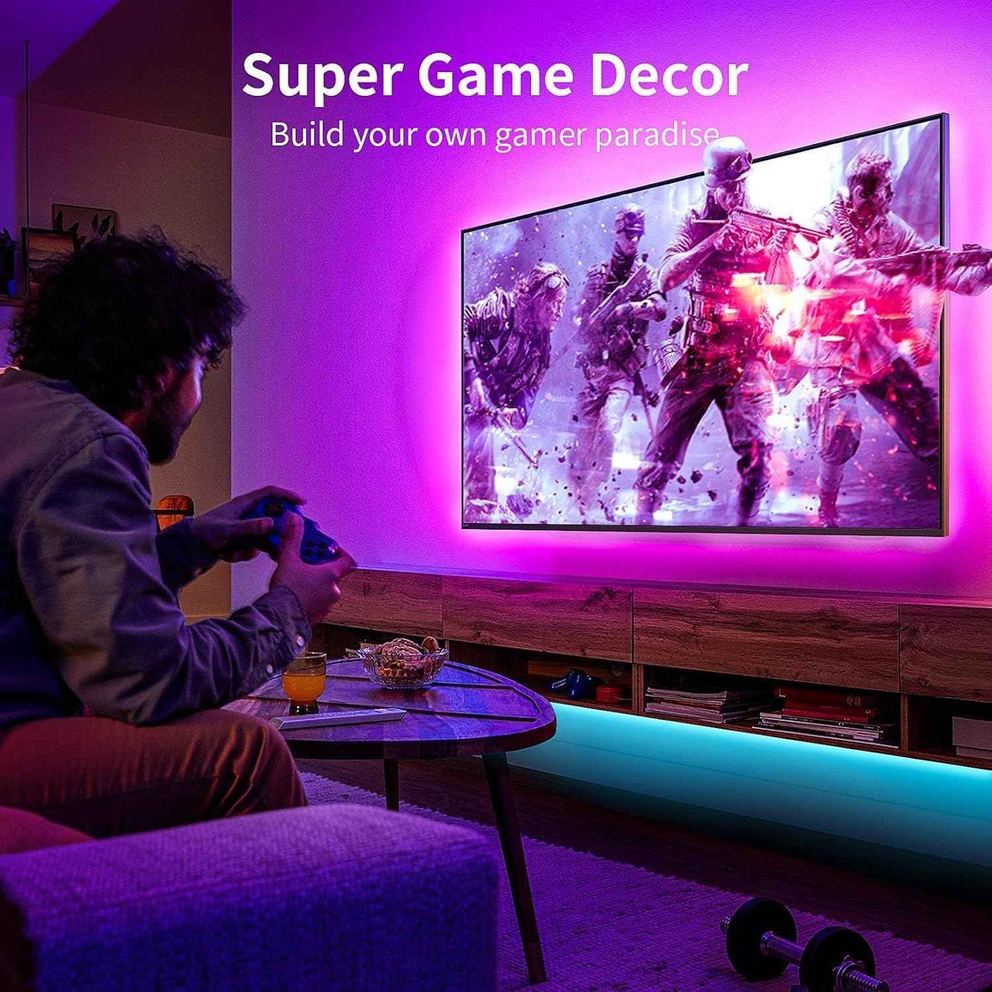 KSIPZE RGB LED Strip Lights for TV – Living Room Backlight for 32"–75" TVs, Music Sync Ambient Decor