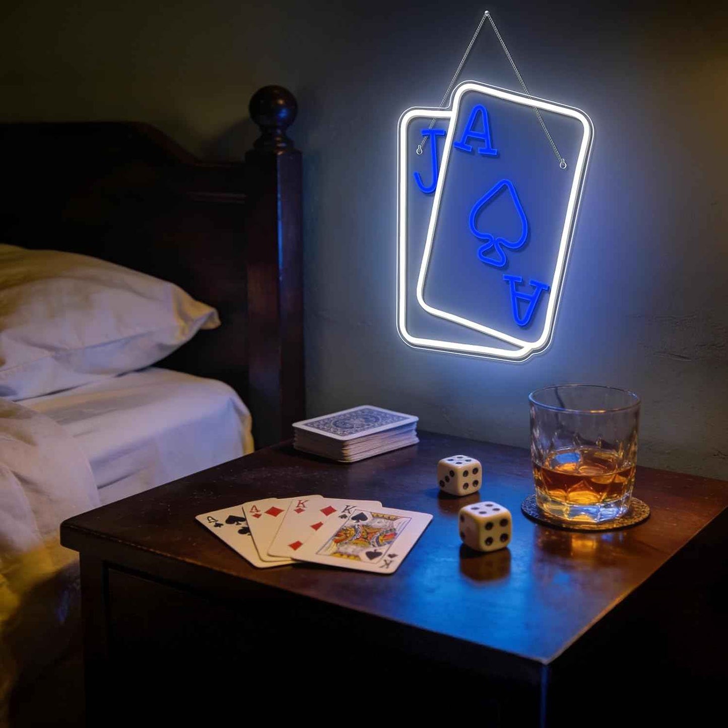 Gamerneon Poker Neon Light Sign – Safe Bedroom Decor for Tween and Teen Gamers, USB Powered with Cord Switch
