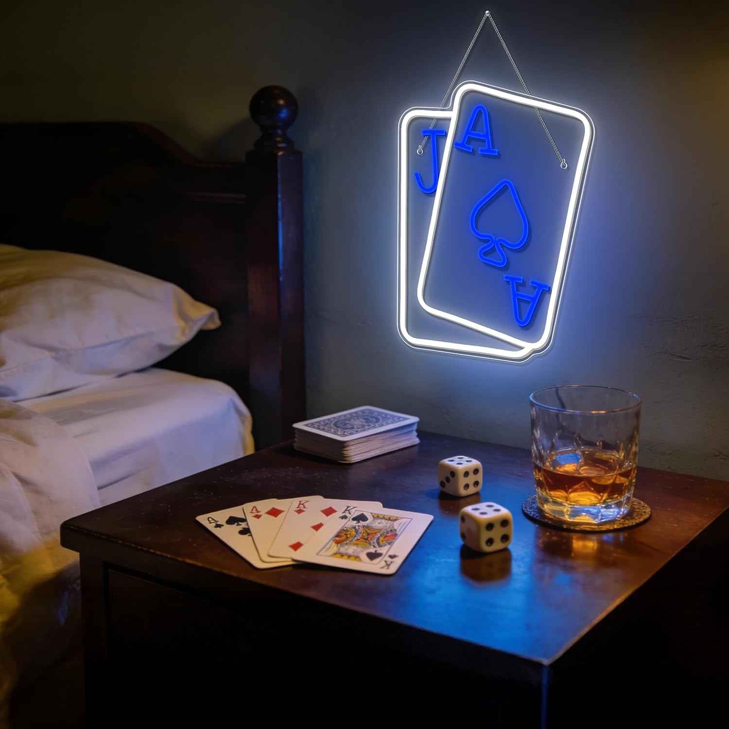 Gamerneon Poker Neon Light Sign – Safe Bedroom Decor for Tween and Teen Gamers, USB Powered with Cord Switch