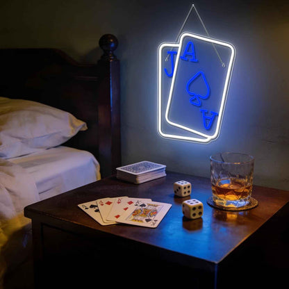 Gamerneon Poker Neon Light Sign – Safe Bedroom Decor for Tween and Teen Gamers, USB Powered with Cord Switch