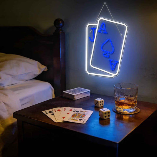 Gamerneon Poker Neon Light Sign – Safe Bedroom Decor for Tween and Teen Gamers, USB Powered with Cord Switch