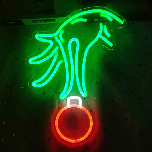 BrandName Green Neon Christmas Wall Light – Cozy Aesthetic Accent for Bedroom and Dorm Room, Dimmable USB Powered Decor