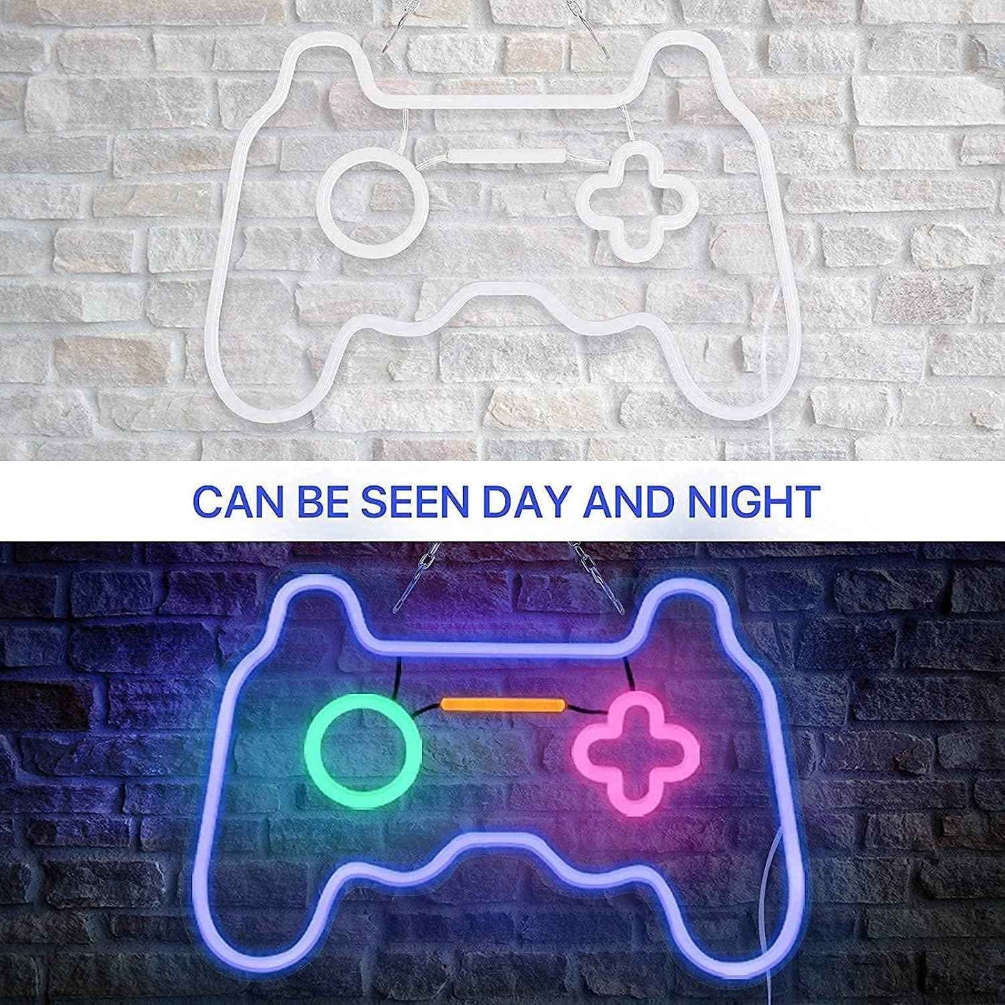 Joylit Gamepad Neon Sign – Cozy Bedroom Wall Decor, Dimmable Warm Yellow Accent Light for Living Room